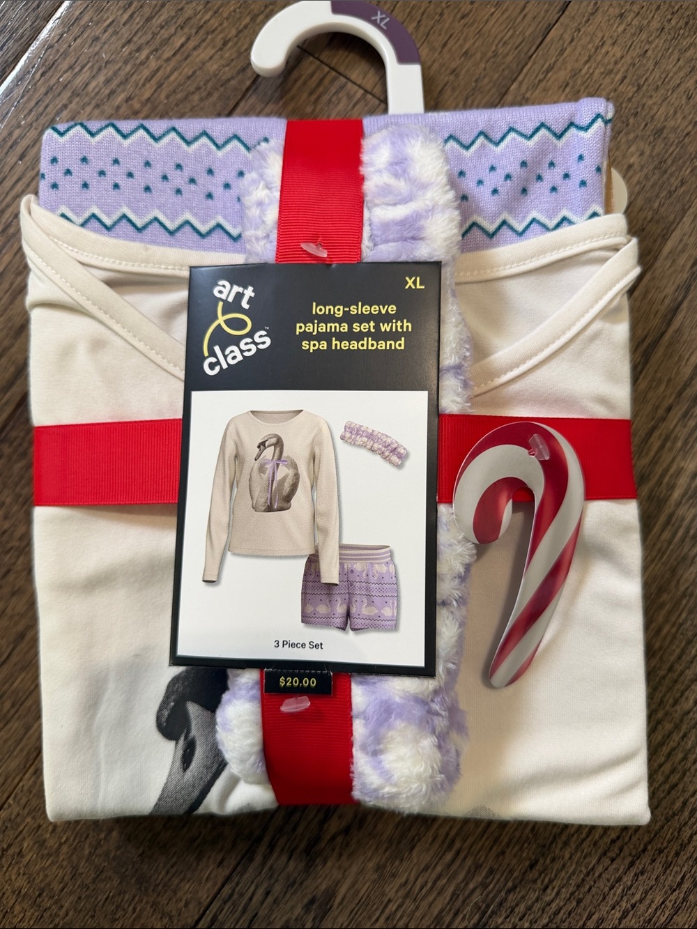 Art Class Cream & Lavender Swan Pajama Set with Headband size XL